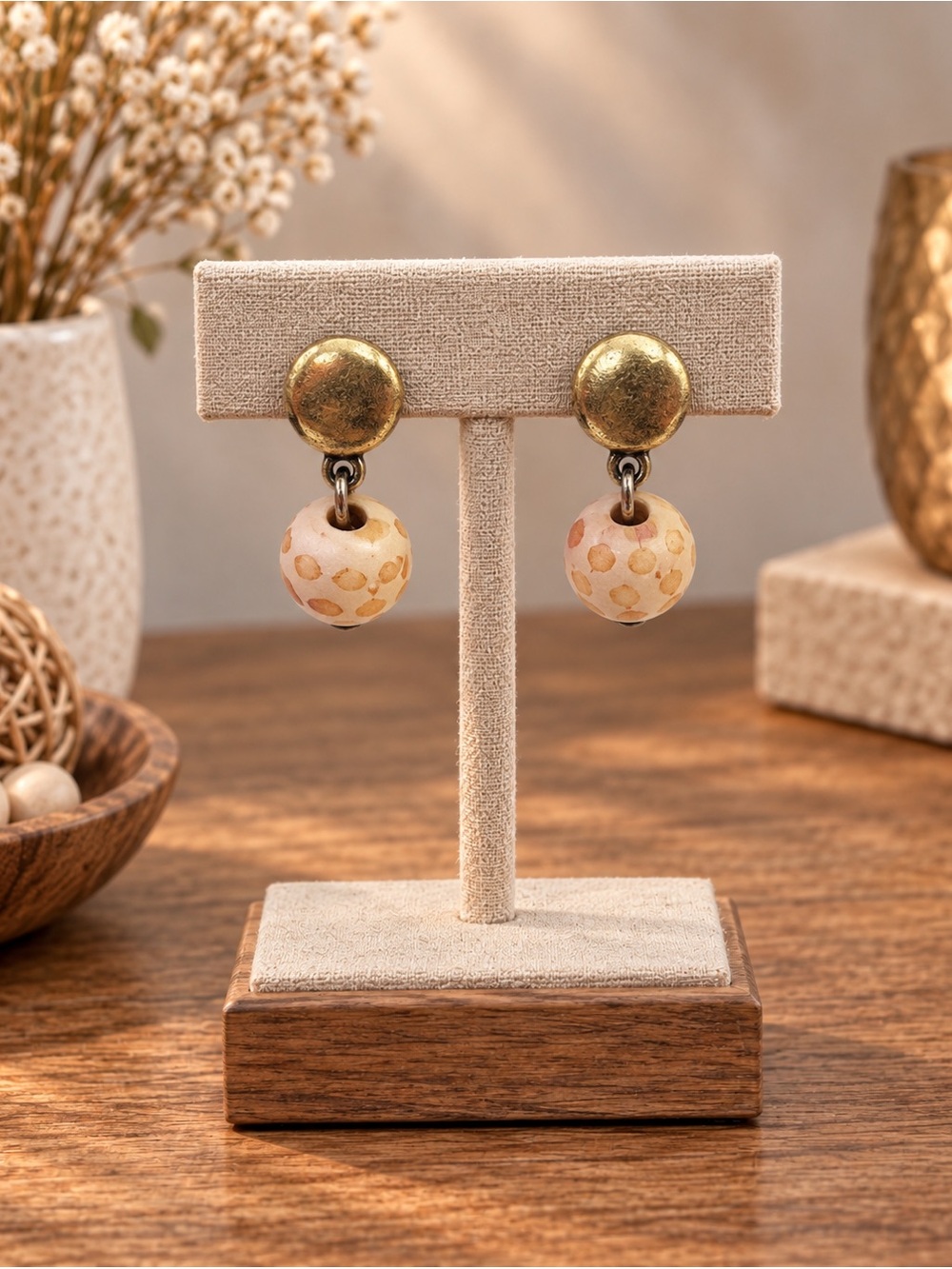 6/$25 — J. Jill Gold-Tone Beaded Drop Earrings (LR222/1)
